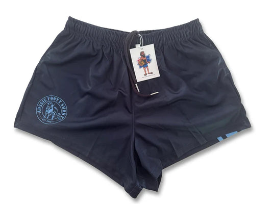 Aussie Footy Shorts Navy Blue Stripe - with Pockets