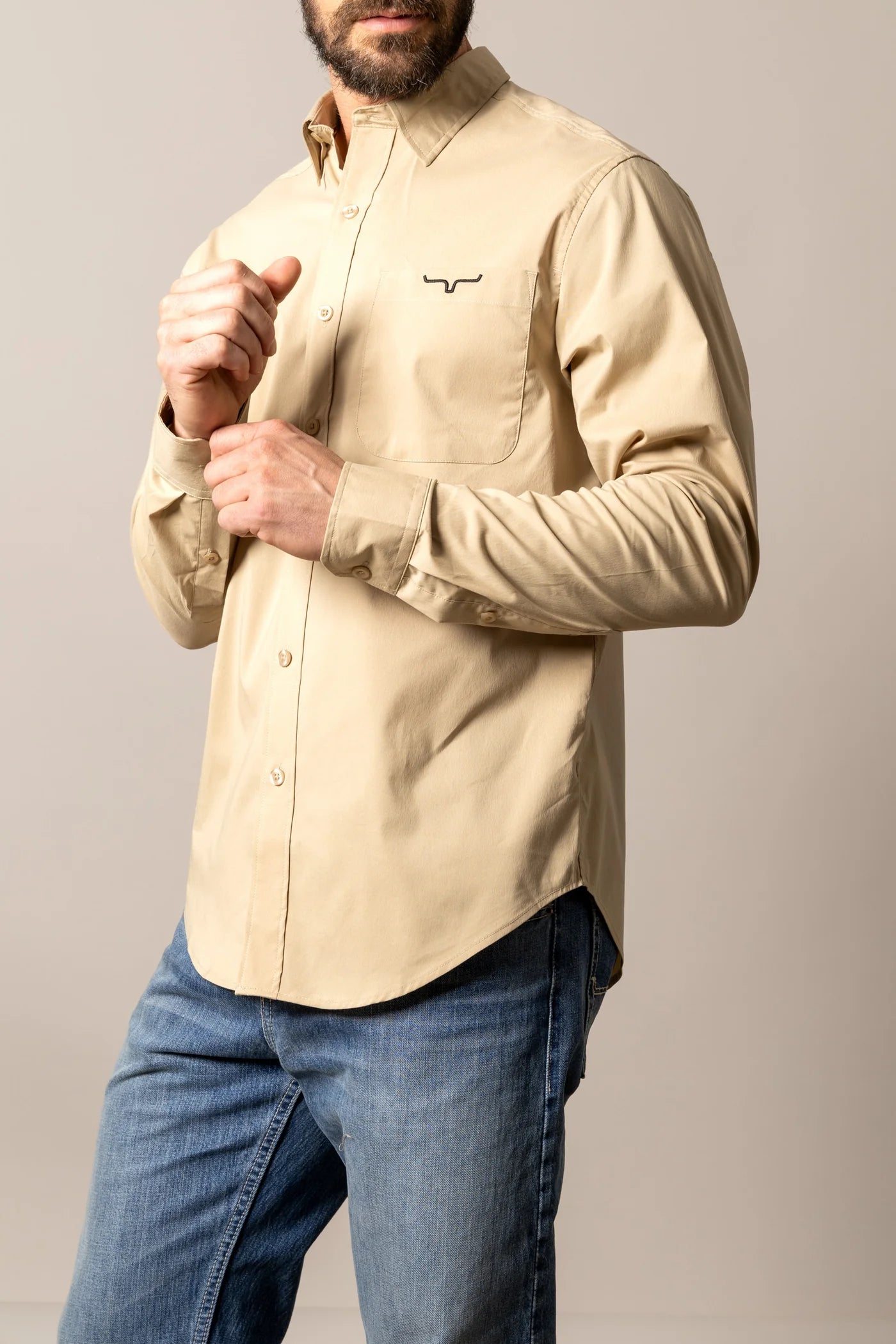 Kimes Ranch Mens Team Dress Shirt Khaki