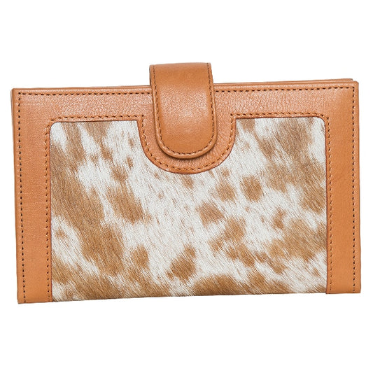 Large Ladies Cowhide Wallet Tan