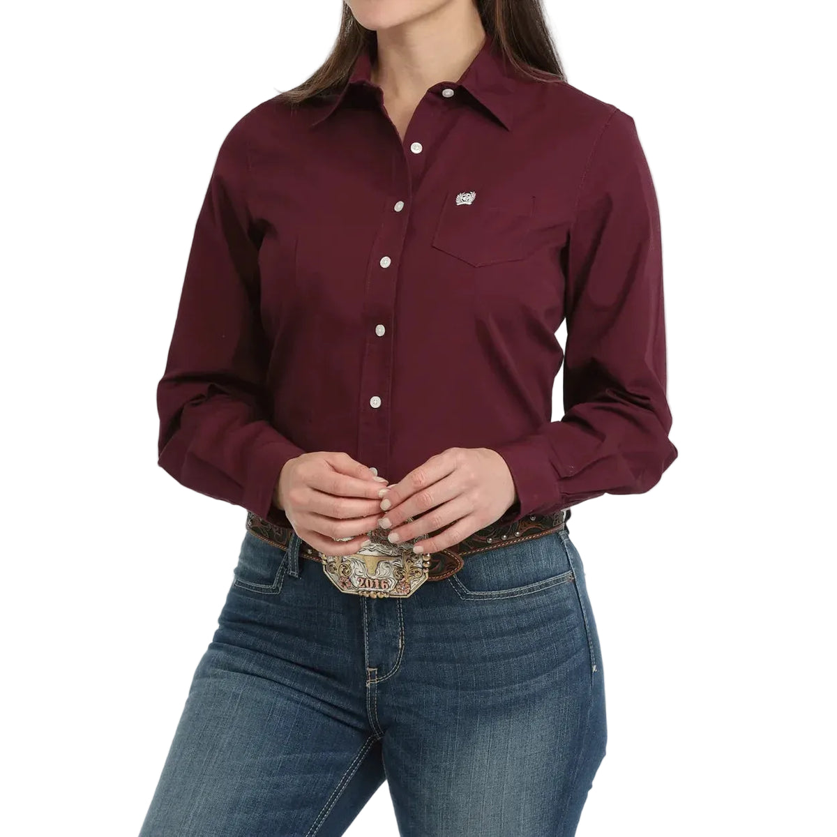 Cinch Women's Button-Down Western Shirt – Burgundy