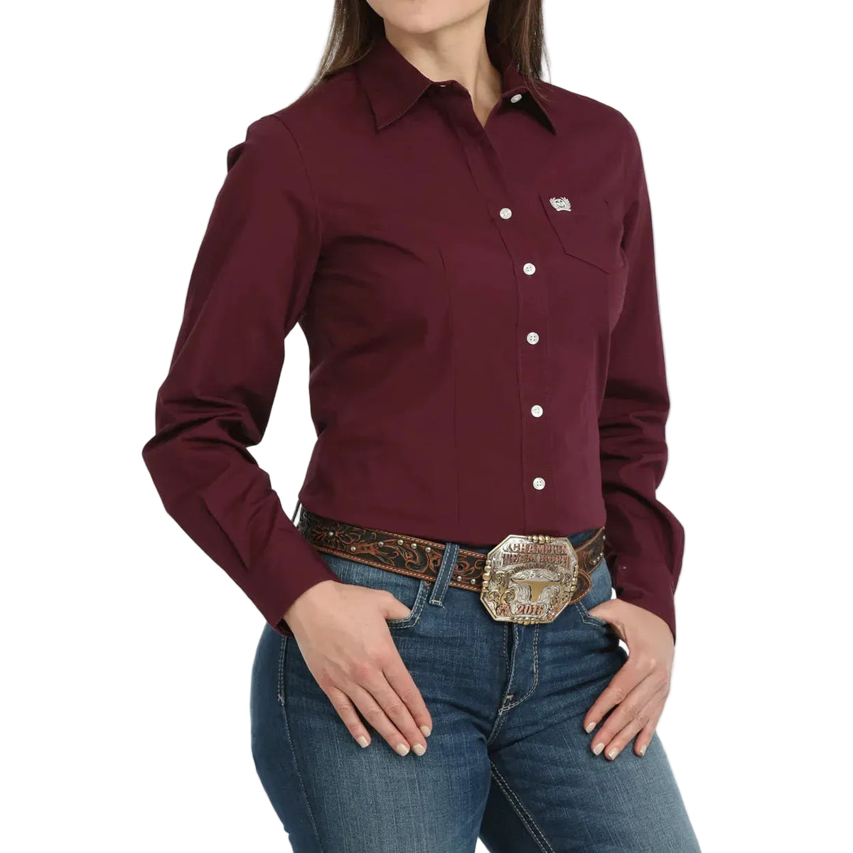 Cinch Women's Button-Down Western Shirt – Burgundy