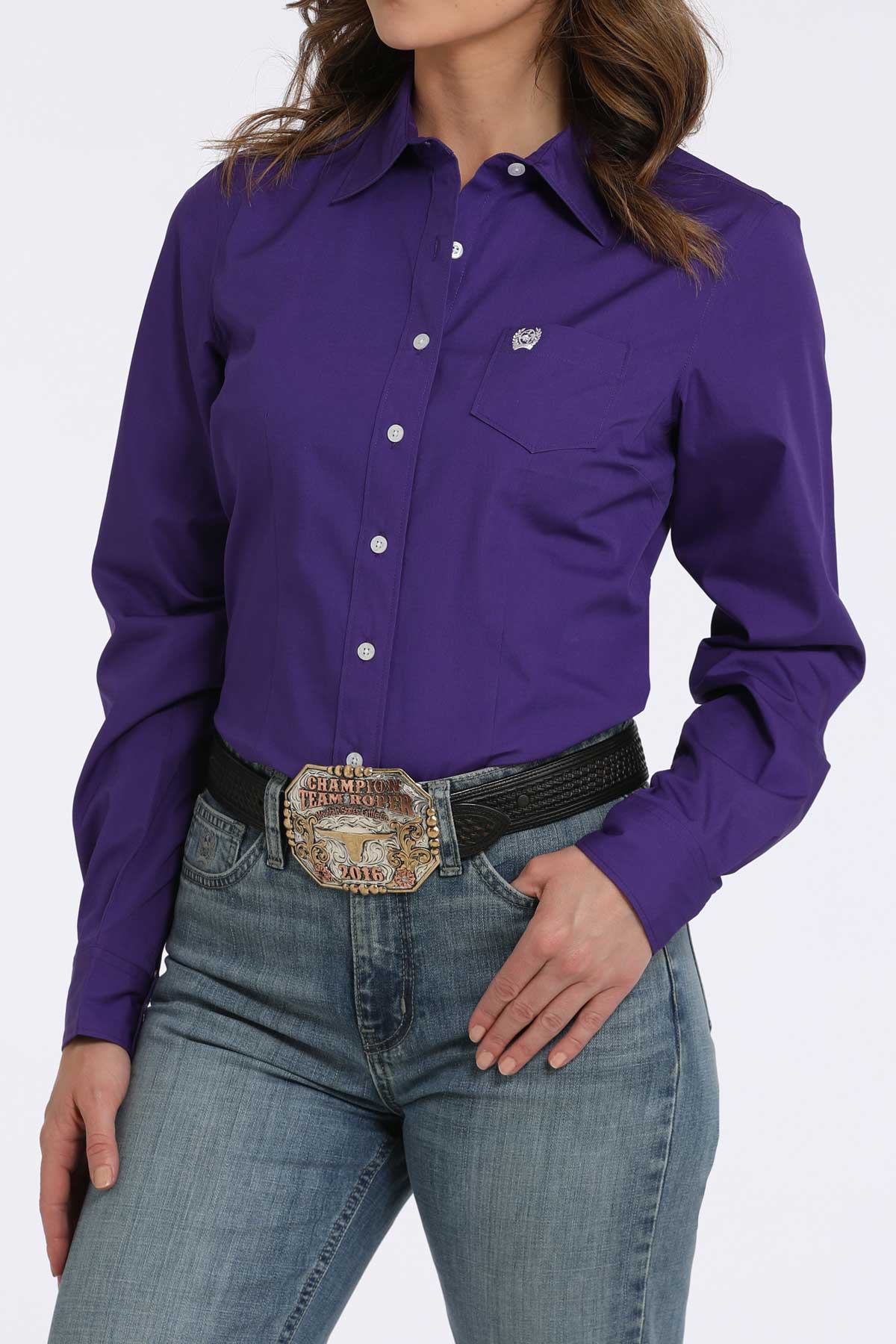 Cinch Women's Purple Button Down Western Shirt