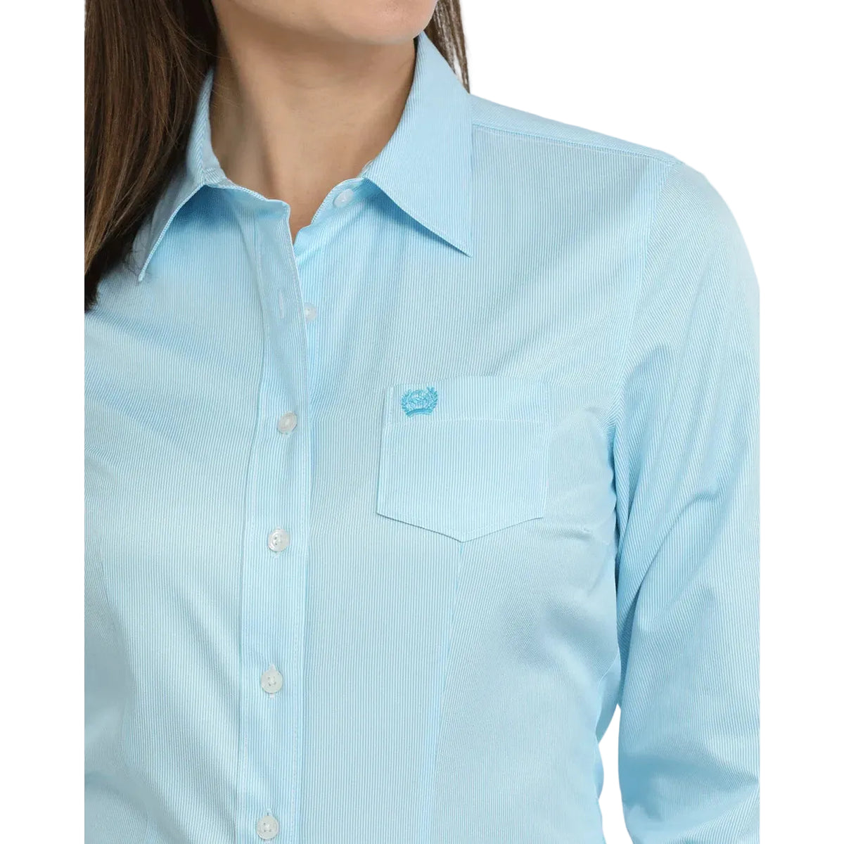 Cinch Women's TENCEL™ Micro Stripe Western Shirt – Light Blue