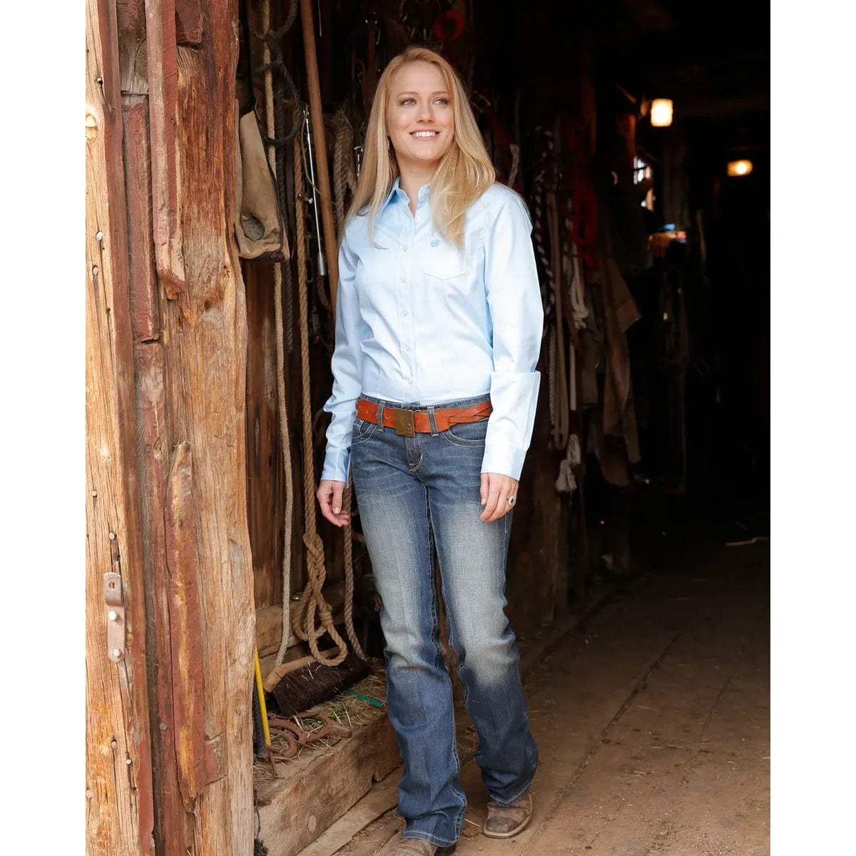 Cinch Women's TENCEL™ Micro Stripe Western Shirt – Light Blue