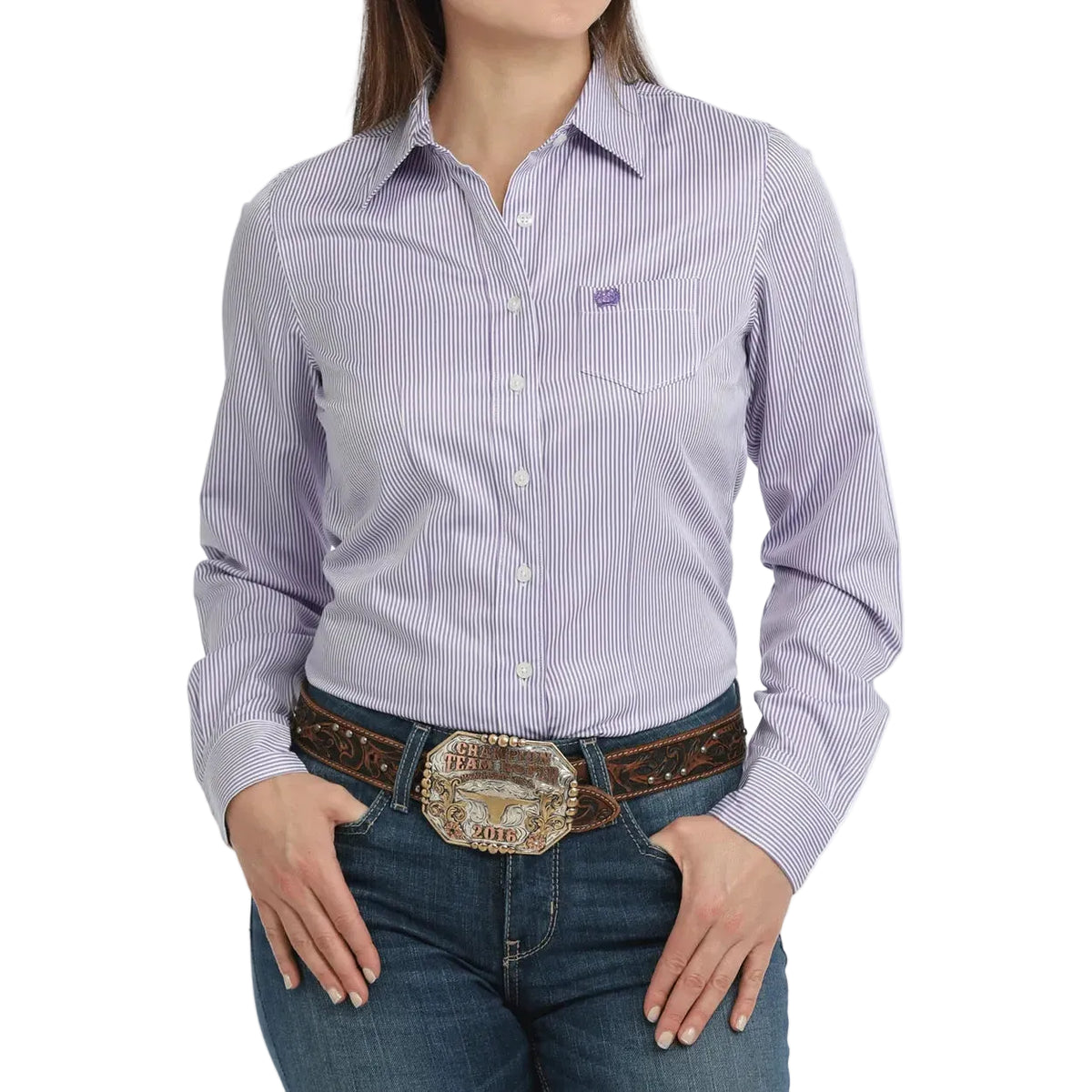 Cinch Women's TENCEL™ Micro Stripe Western Shirt – Purple
