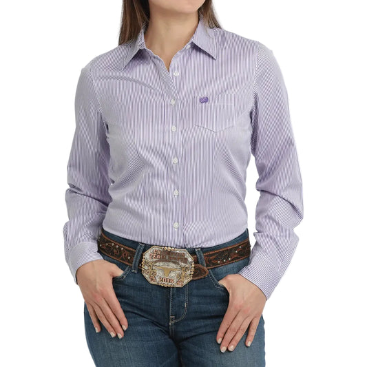 Cinch Women's TENCEL™ Micro Stripe Western Shirt – Purple