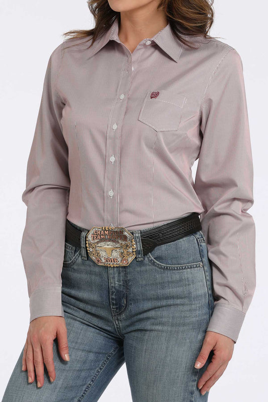 Cinch Women's Pink Stripe Button Down Western Shirt