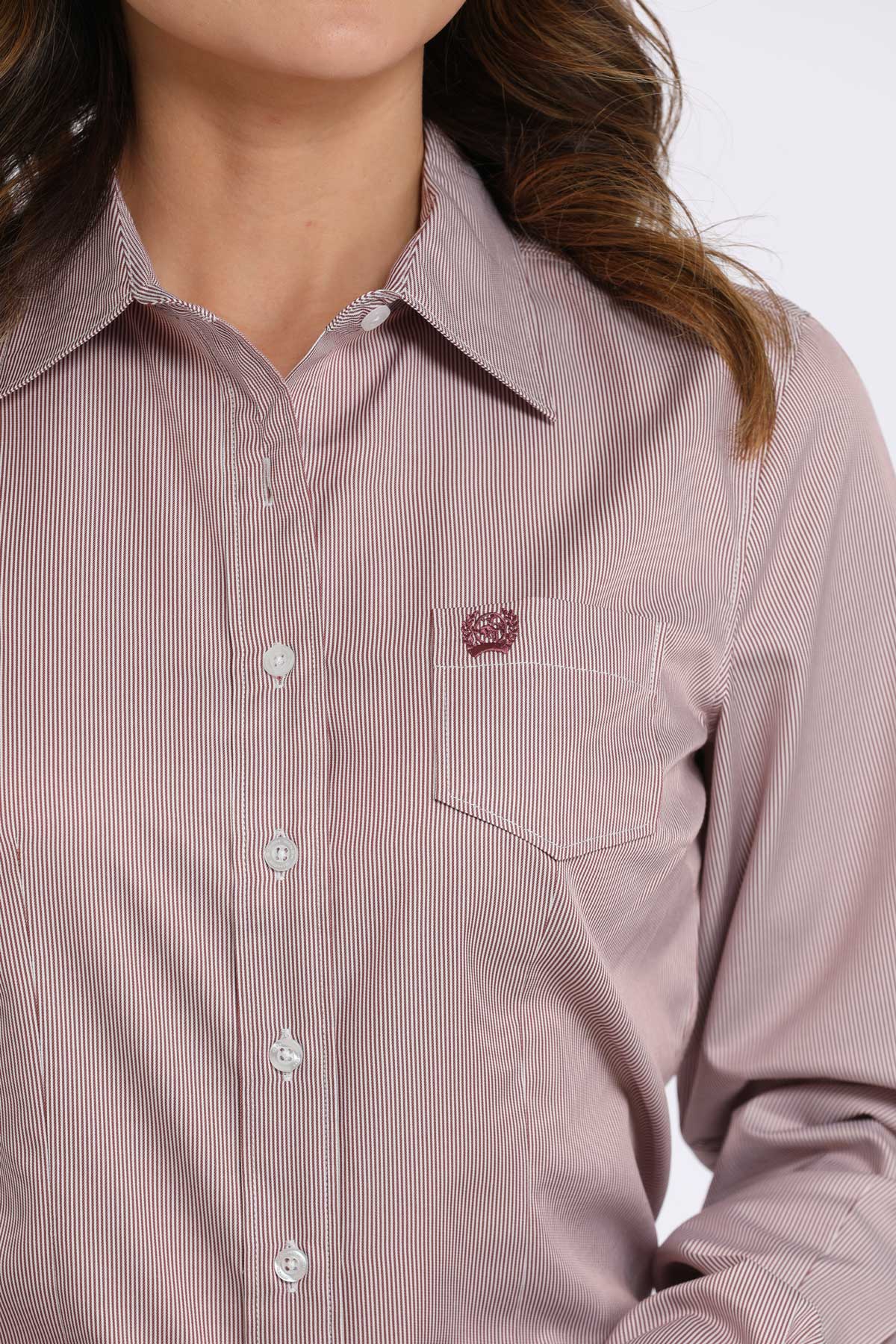 Cinch Women's Pink Stripe Button Down Western Shirt