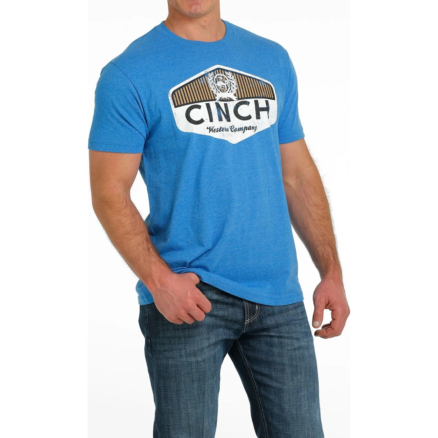 Cinch Men's Western Co Tee Heather Blue