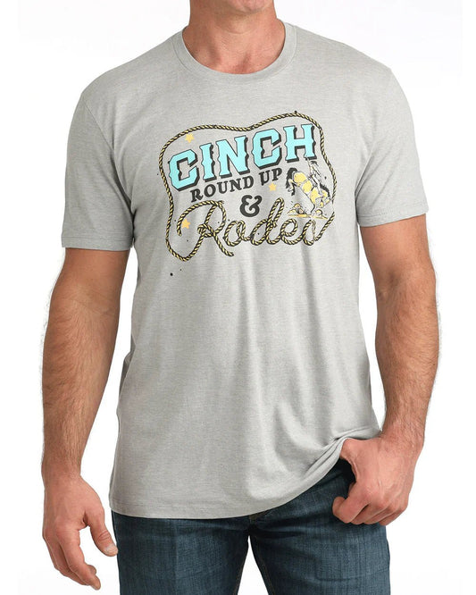 Cinch Men’s Rodeo Graphic T-Shirt Grey – Western Logo Tee - Billy Goats Country Outfitters