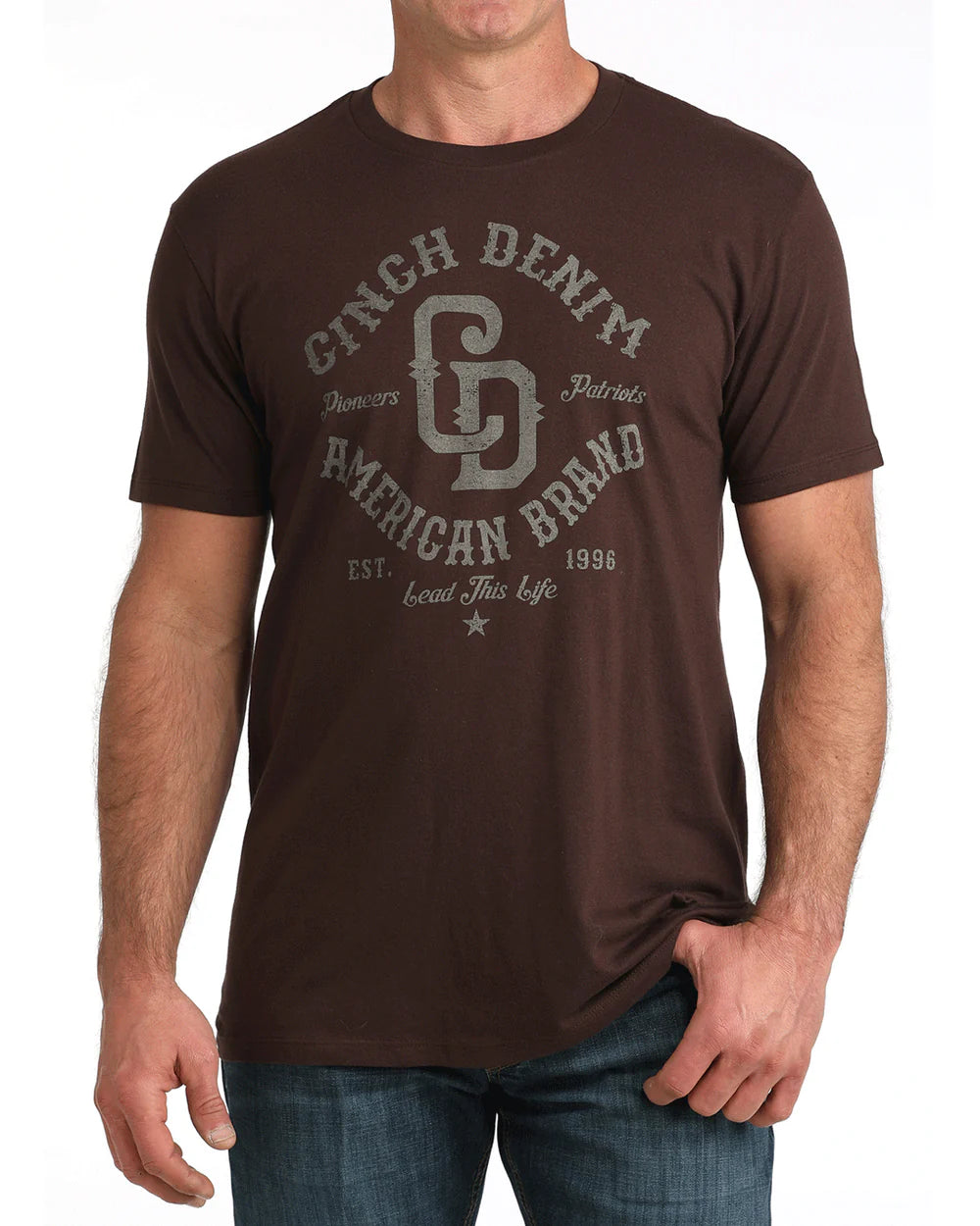 Cinch Men’s Denim Graphic T-Shirt Brown – Western Logo Tee