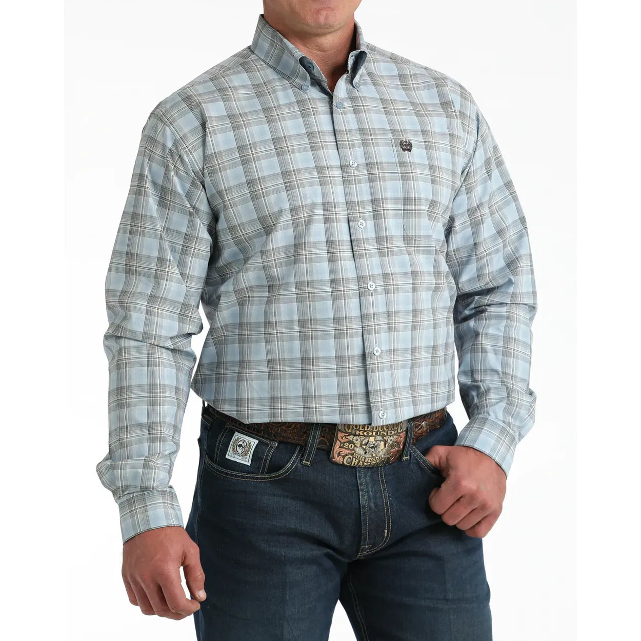 Men's Cinch Classic Fit Button Down Shirt Blue Plaid