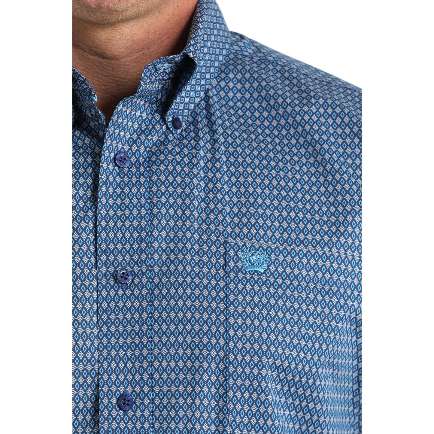 Men's Cinch Royal Blue Geometric Print Long Sleeve