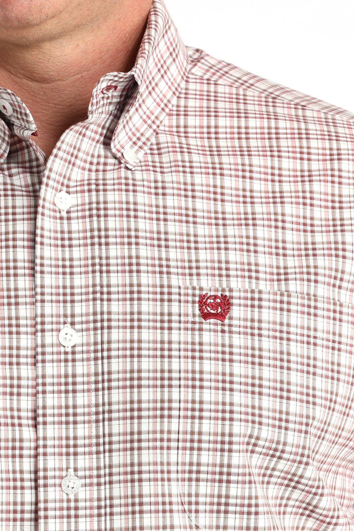 Cinch Men's Classic Fit Button-Down Western Shirt - White Plaid