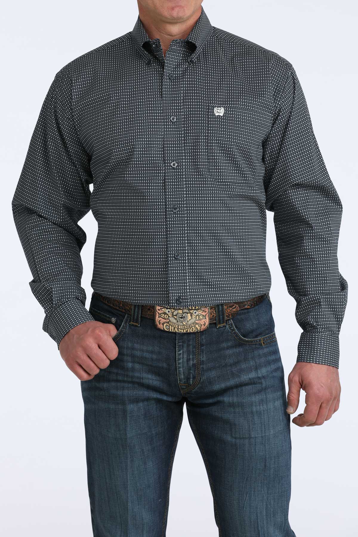 Cinch Men's Classic Fit Button Down Western Shirt - Navy