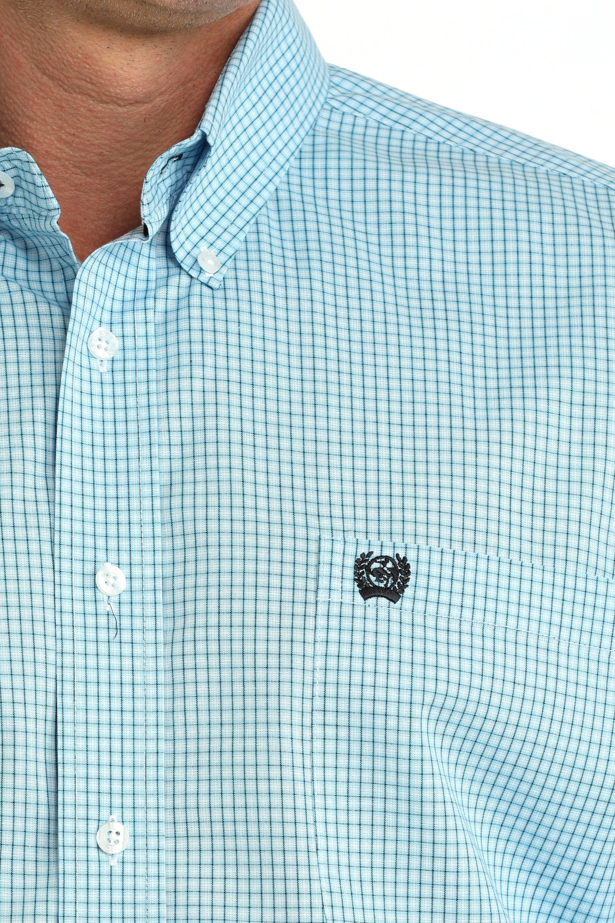 Cinch Men’s Classic Fit Button Down Shirt Blue Check – Western Work Shirt