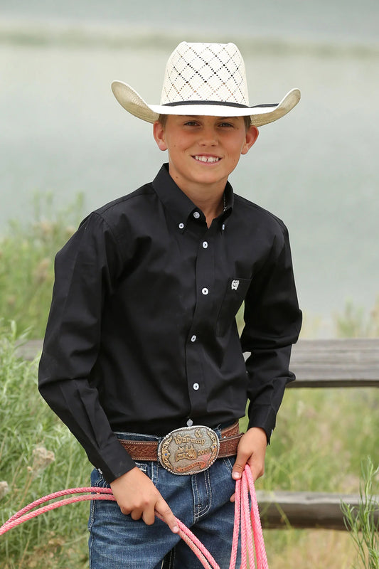 Cinch Youth Black Button-Down Western Shirt