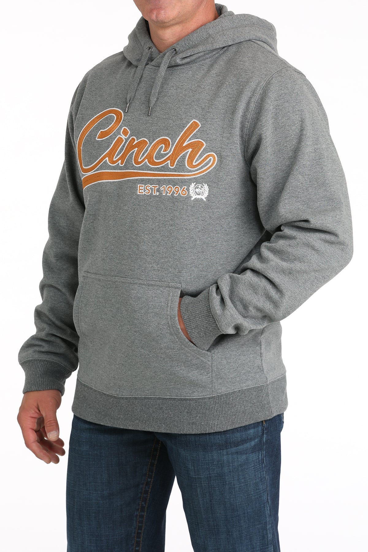 Cinch Men's Heather Grey Logo Hoodie