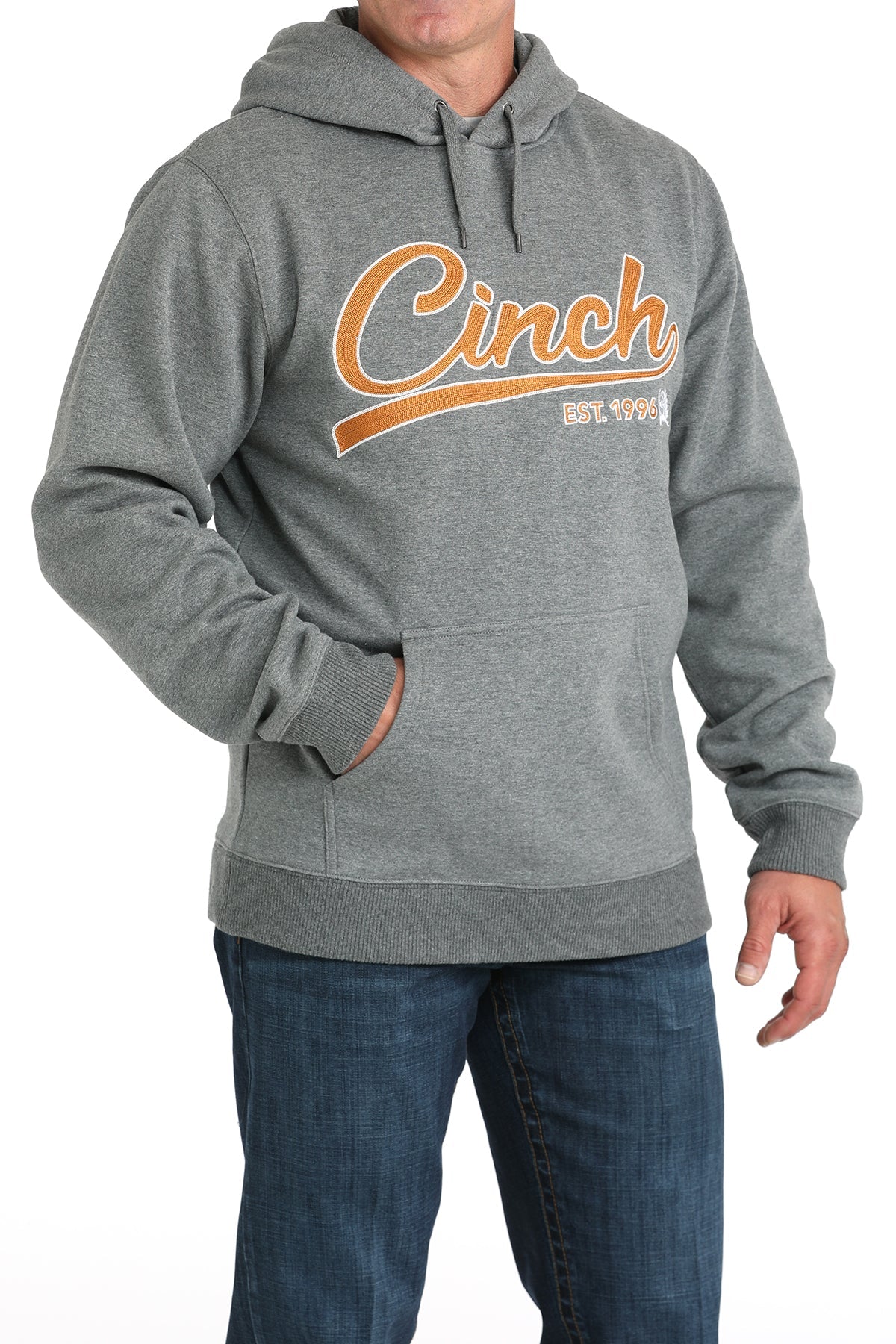 Cinch Men's Heather Grey Logo Hoodie