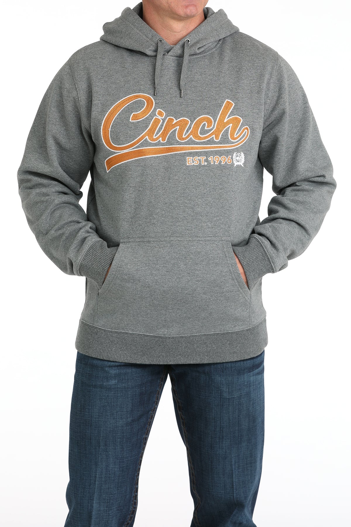 Cinch Men's Heather Grey Logo Hoodie