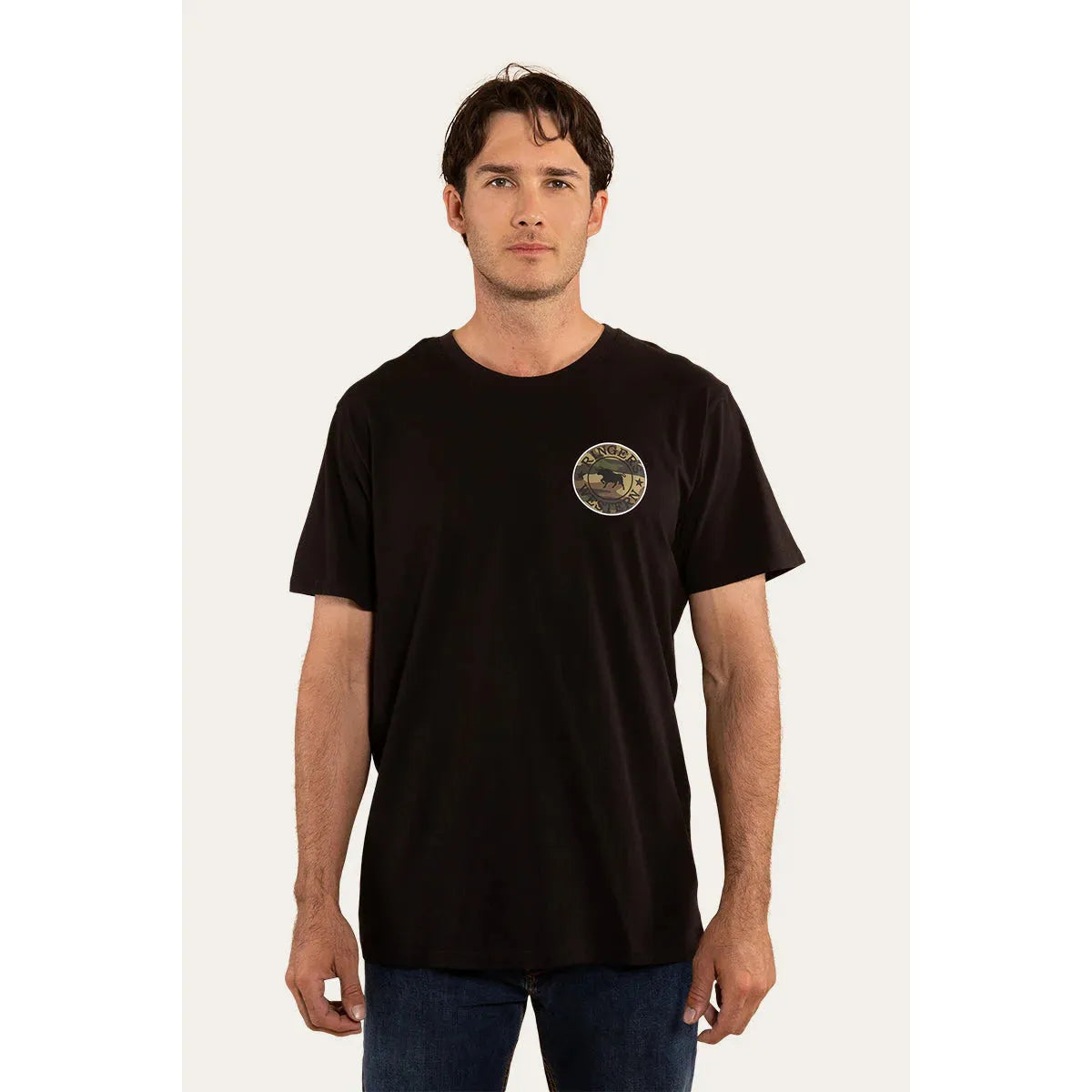 Signature Bull Mens Loose T- Shirt - Black/Camo