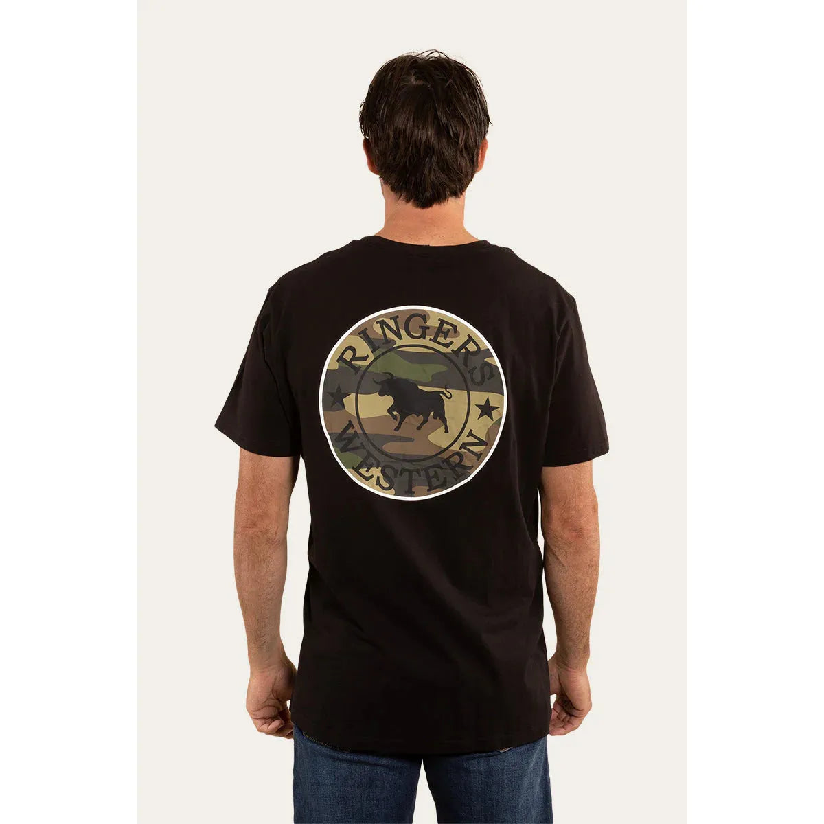 Signature Bull Mens Loose T- Shirt - Black/Camo