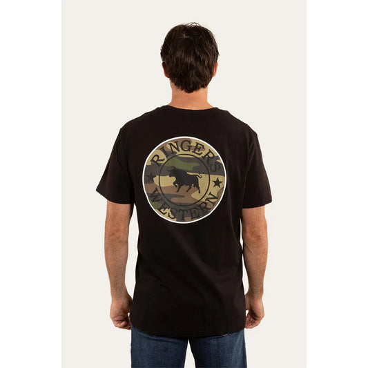 Signature Bull Mens Loose T- Shirt - Black/Camo