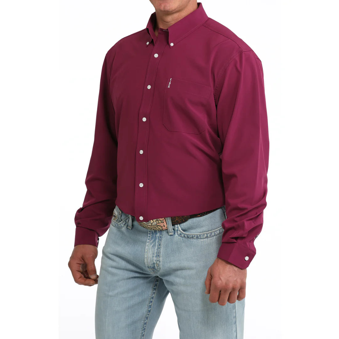 Men's Solid Modern Fit Button-Down Western Shirt - Purple