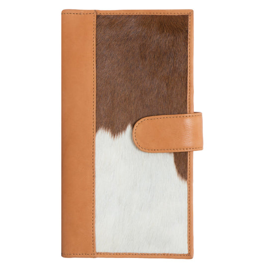 Large Ladies Cowhide Travel Clutch Tan