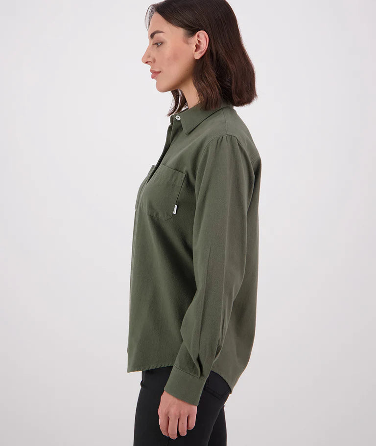 Swanndri Women's Barn Long Sleeve Shirt Dark Olive