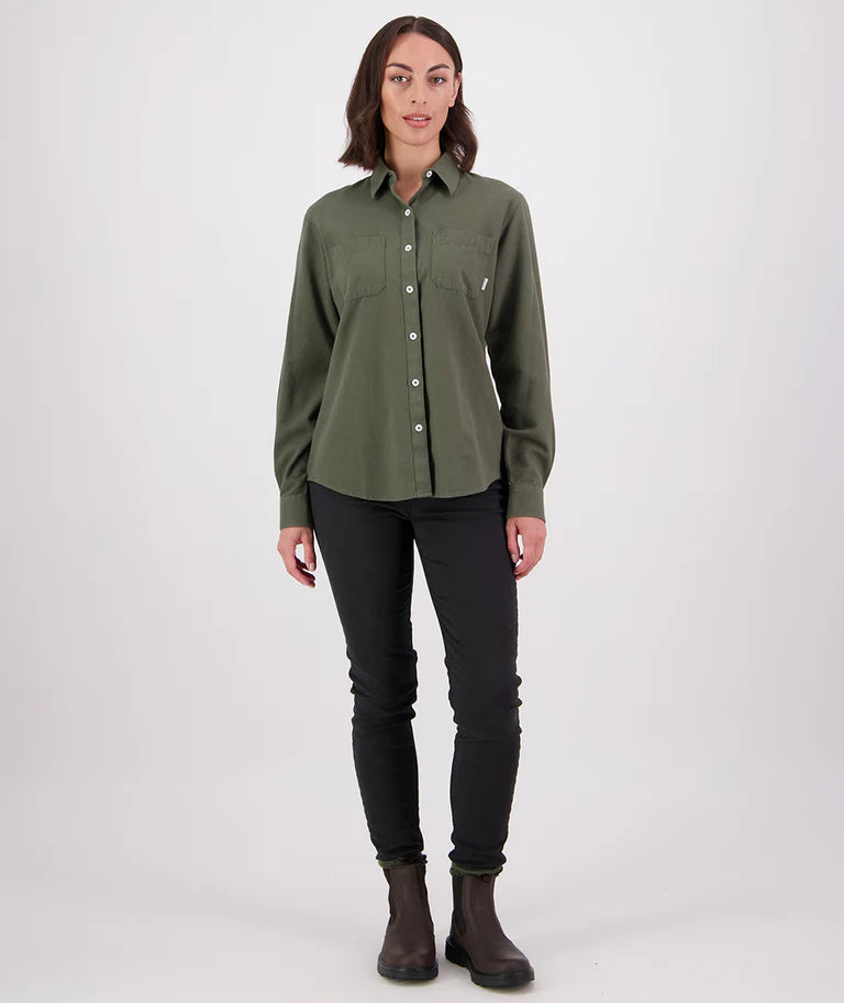 Swanndri Women's Barn Long Sleeve Shirt Dark Olive