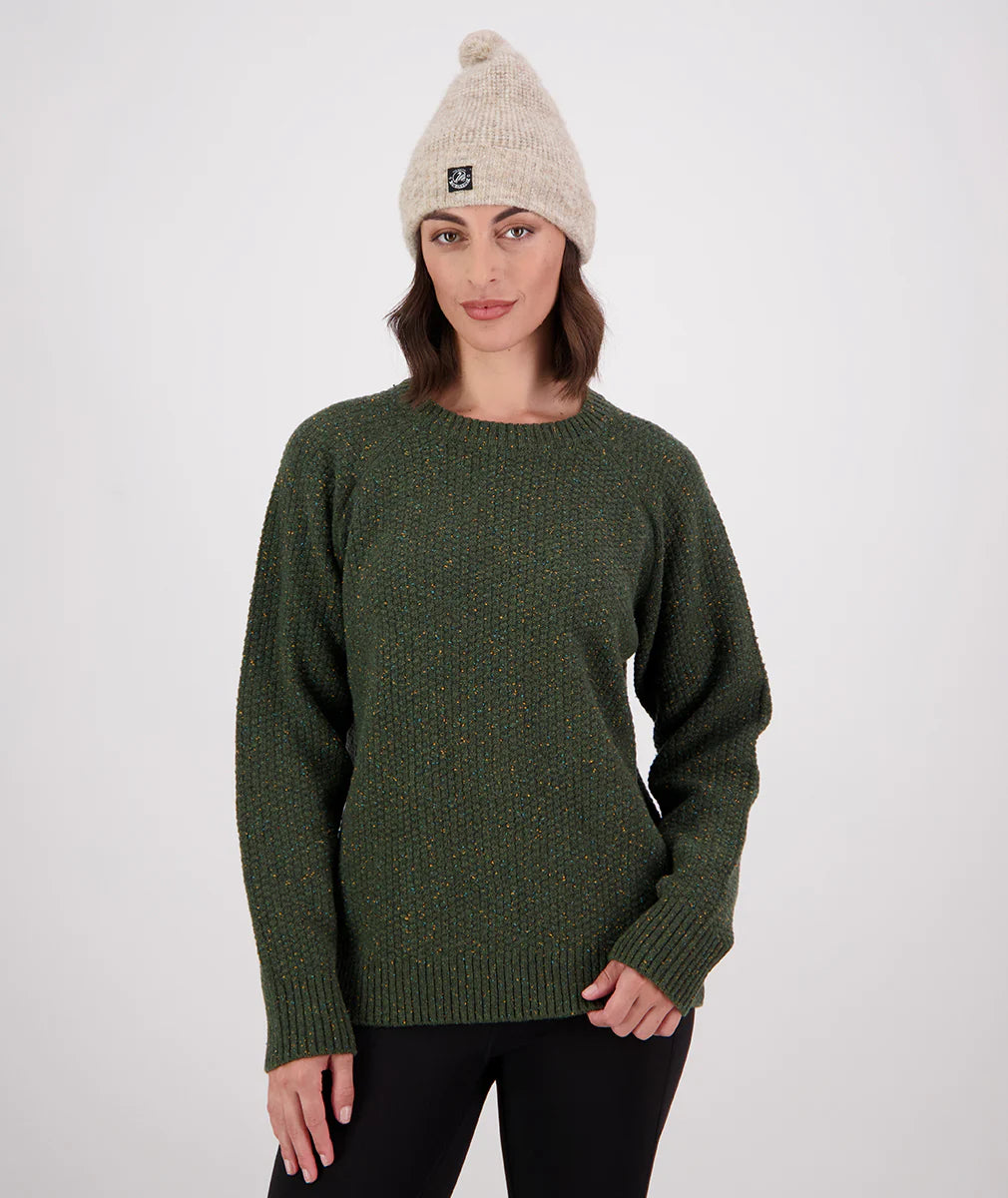 Swanndri Women's Lyttelton Waffle Crew Dark Olive