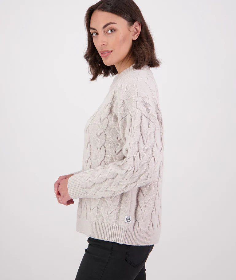 Swanndri Women's Kinsley Cable Knit Crew Pumice