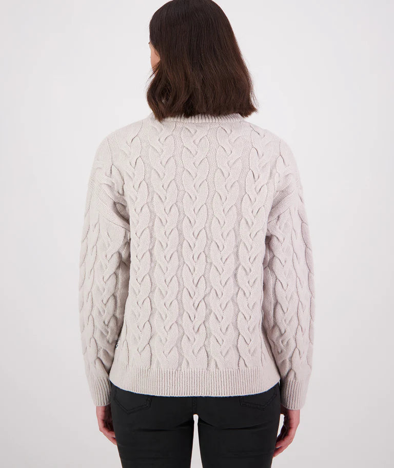 Swanndri Women's Kinsley Cable Knit Crew Pumice