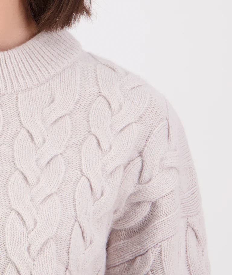Swanndri Women's Kinsley Cable Knit Crew Pumice