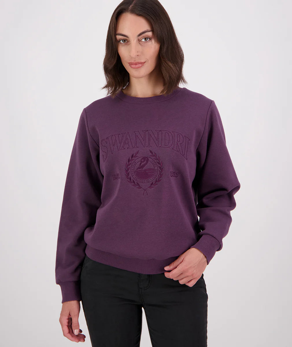 Swanndri Women's Ivy Embroidered Crew Dark Plum