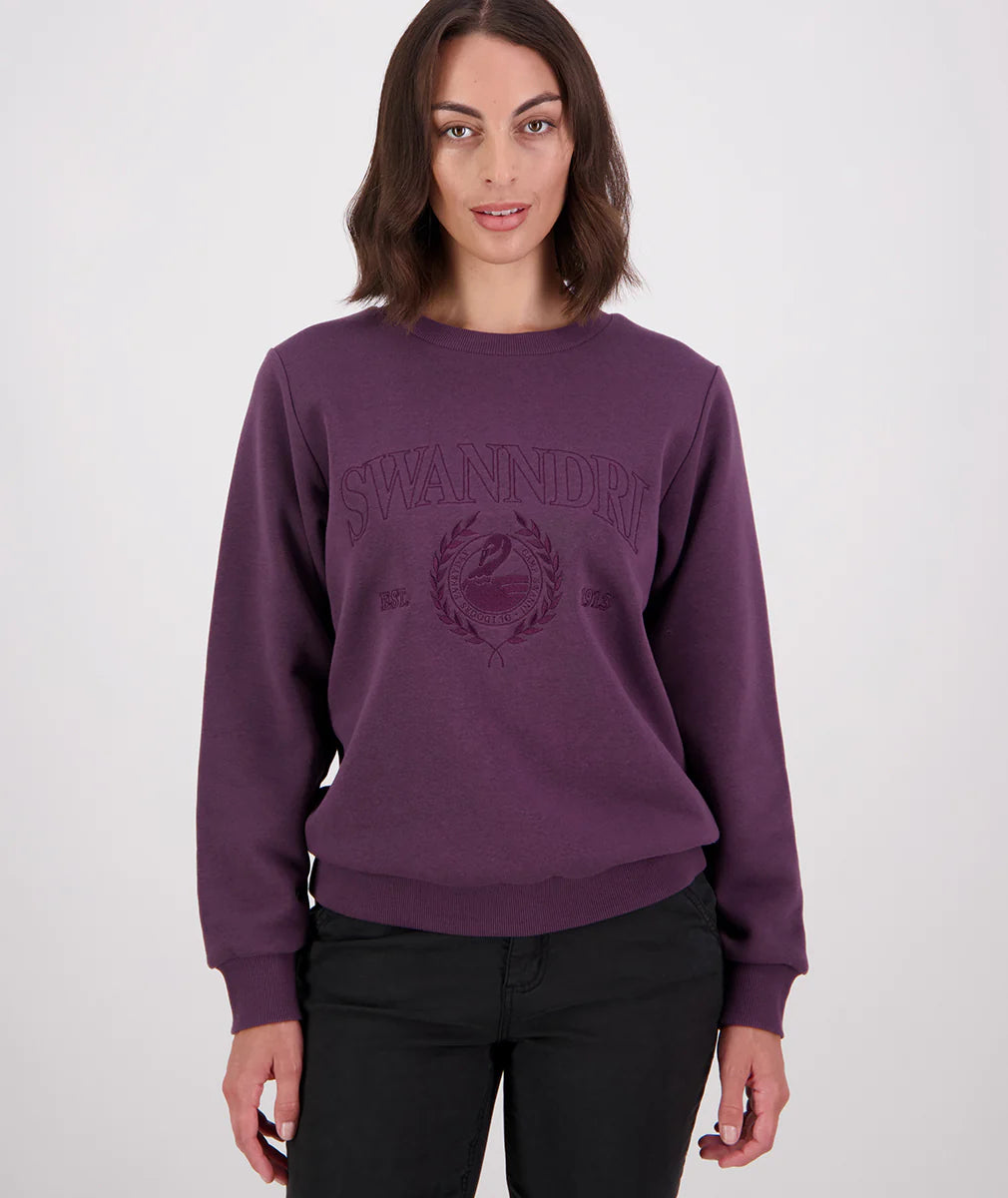 Swanndri Women's Ivy Embroidered Crew Dark Plum