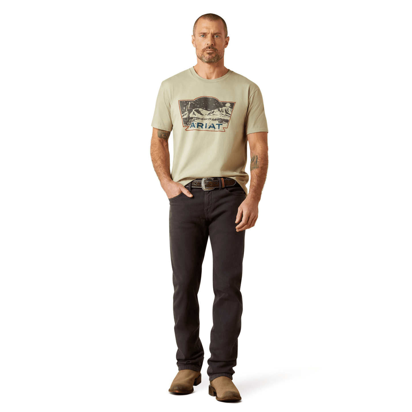 Ariat Men's Stamped Landscape T-Shirt Elm - Billy Goats Country Outfitters