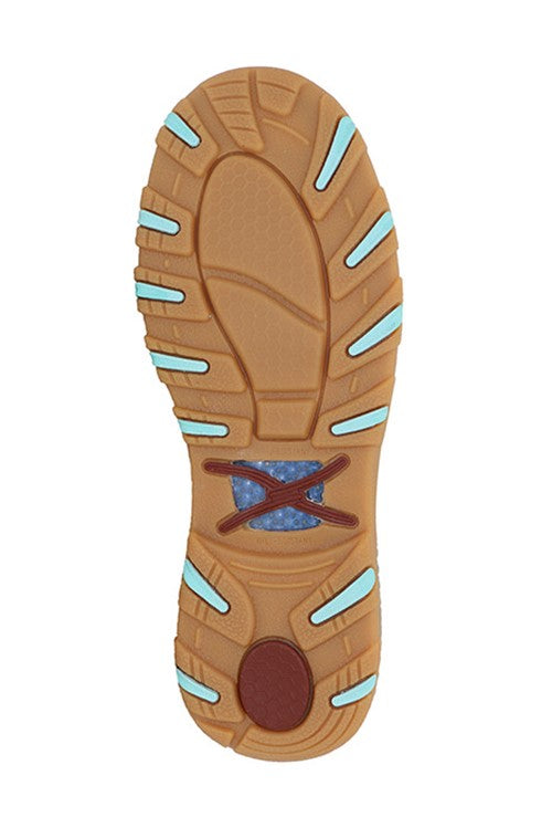Twisted X Women’s CellStretch Slip-On Moc Brown Aqua – Comfortable Western Shoes