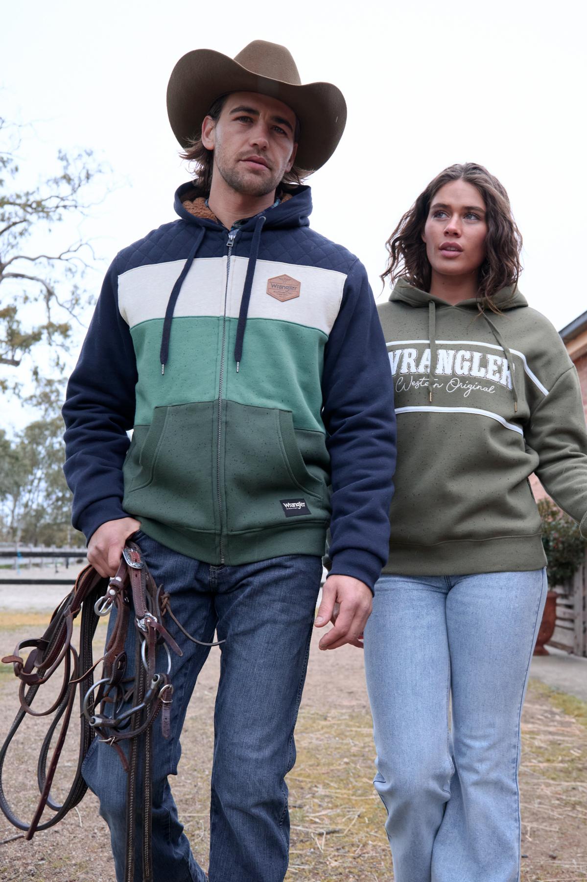 Wrangler Men's Dwayne Zip Up Hoodie - Navy/Cypress - Billy Goats Country Outfitters