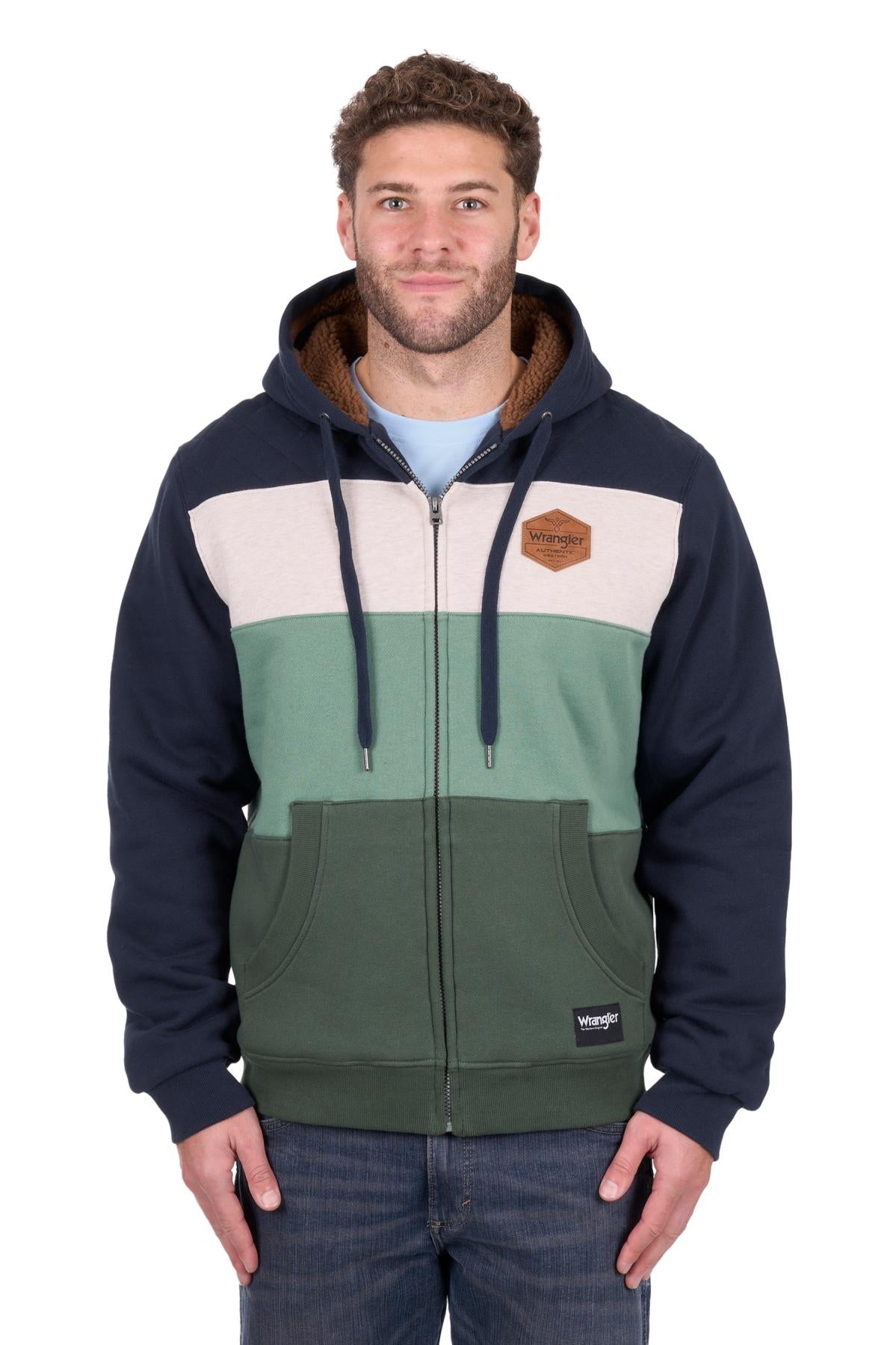 Wrangler Men's Dwayne Zip Up Hoodie - Navy/Cypress - Billy Goats Country Outfitters