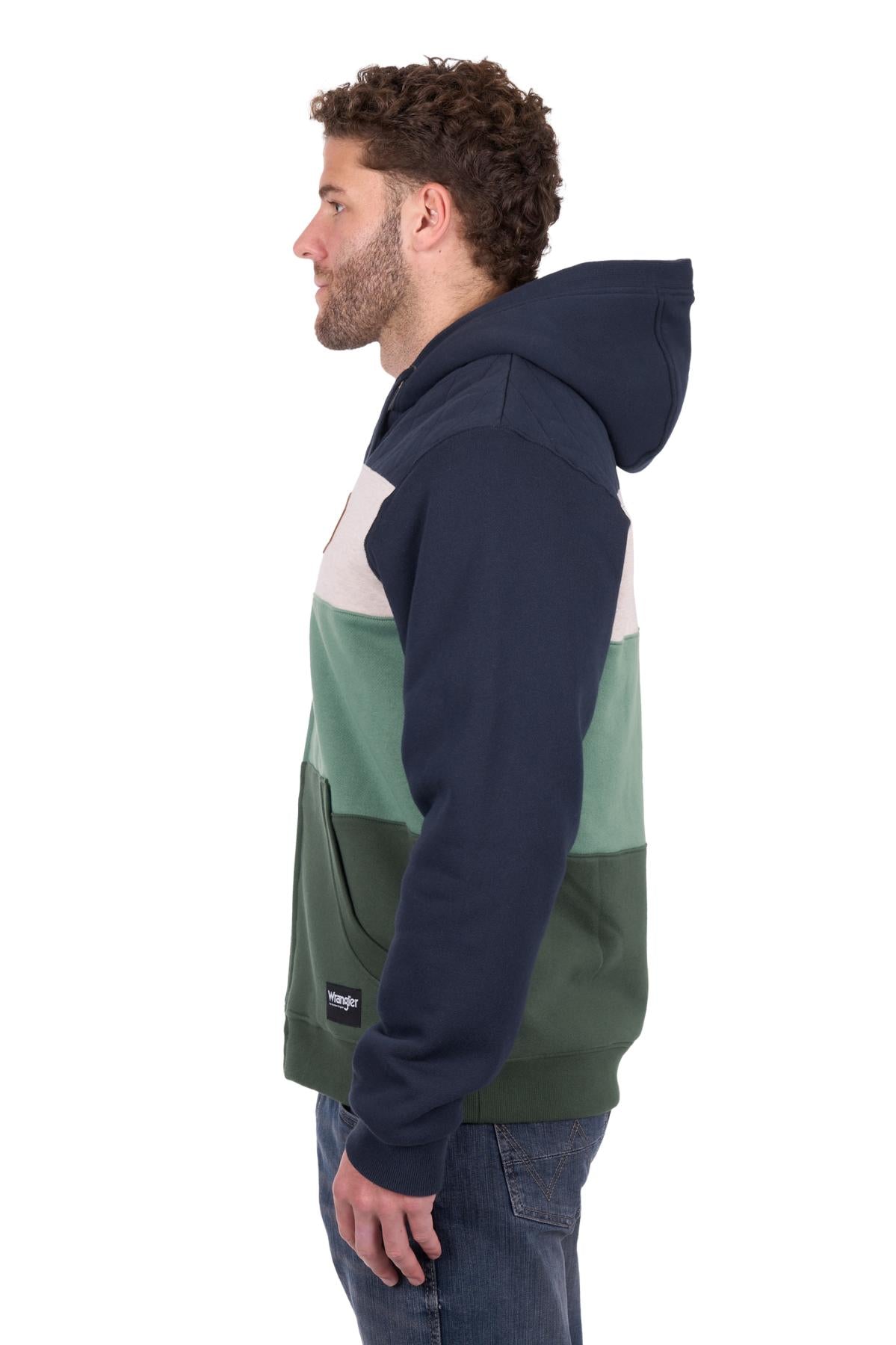 Wrangler Men's Dwayne Zip Up Hoodie - Navy/Cypress - Billy Goats Country Outfitters