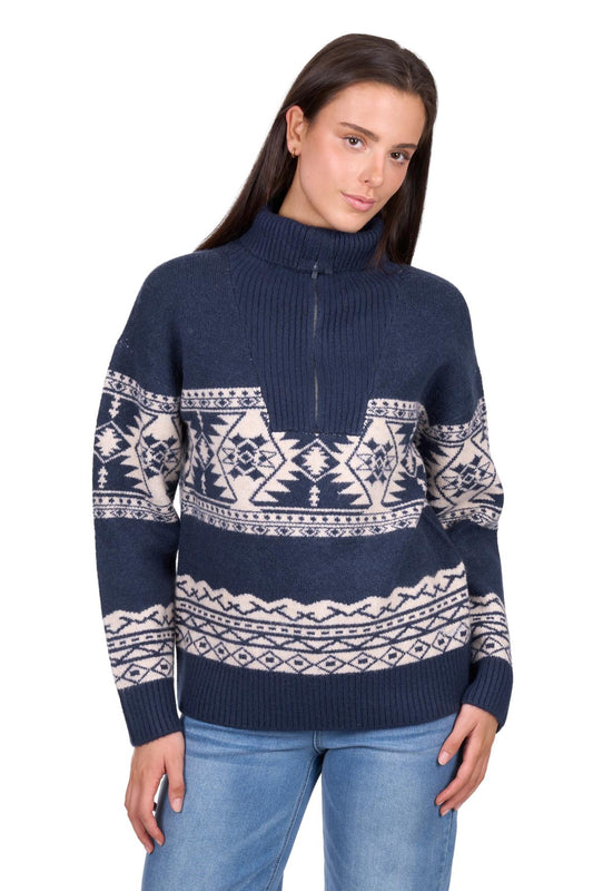 Wrangler Women's Lacey 1/4 Zip Pullover - Navy