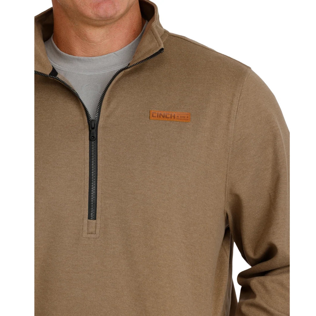 Cinch Men's Half Zip Knit Pullover – Brown