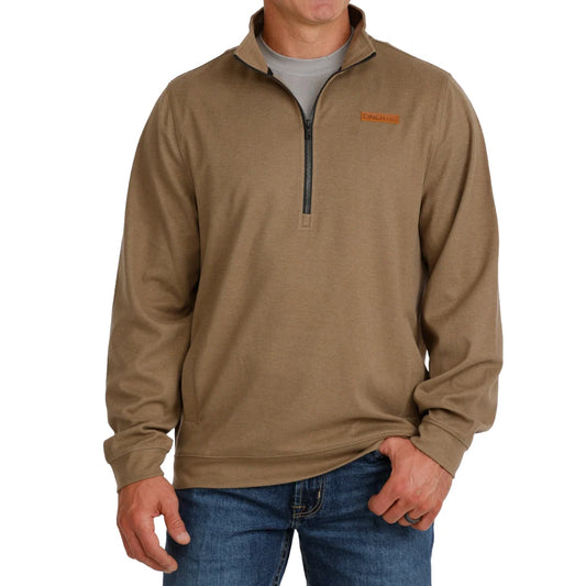 Cinch Men's Half Zip Knit Pullover – Brown