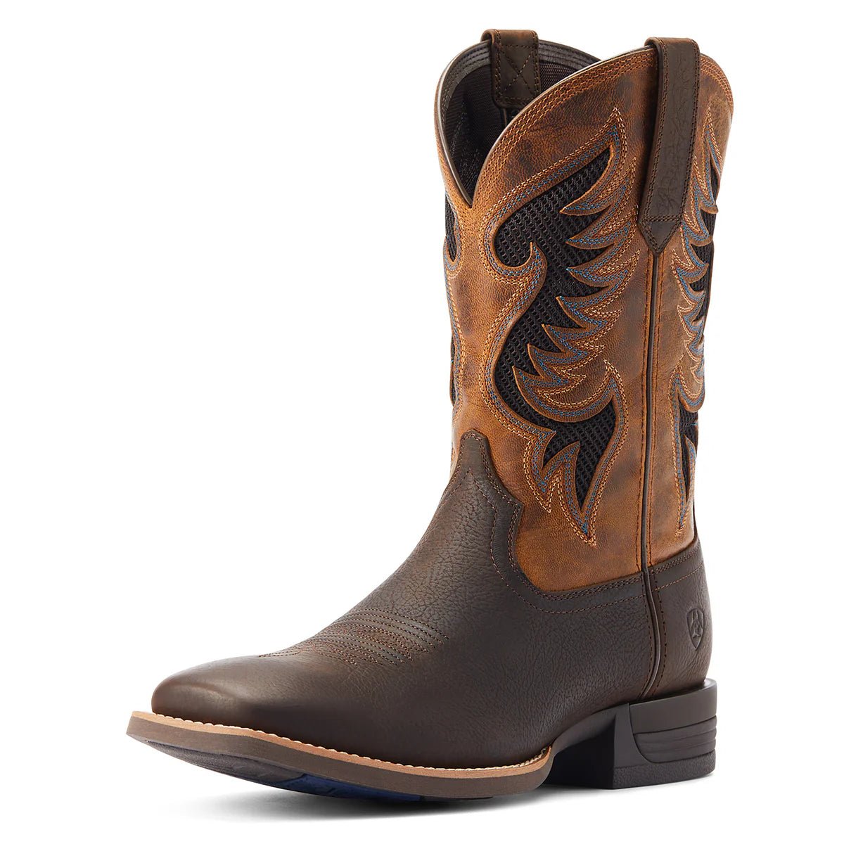 Ariat Men’s Cowpuncher VentTEK Wide Square Toe Western Boot – Dark Brown/Golden Mustard - Billy Goats Country Outfitters