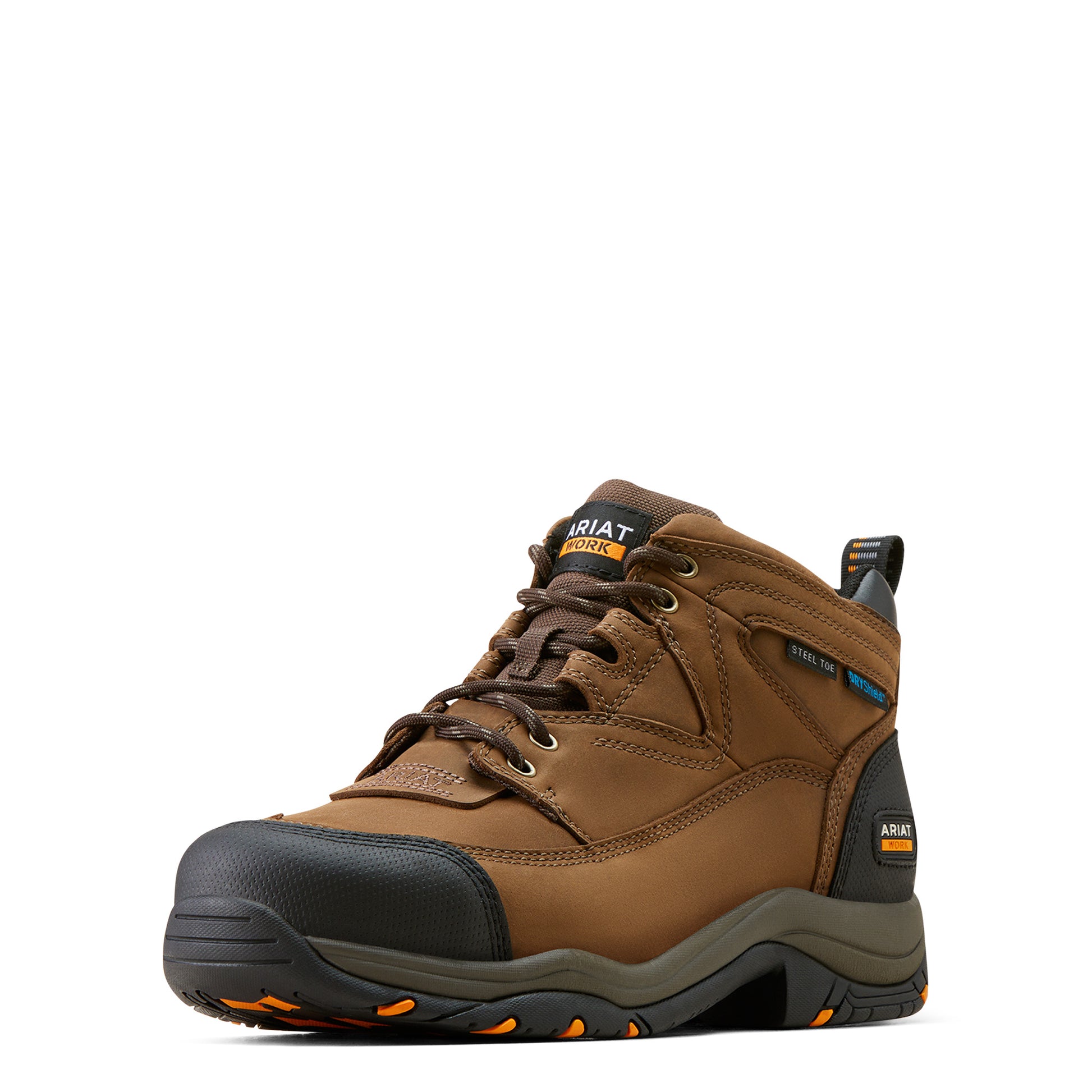Ariat DuraTerrain waterproof steel toe work boot distressed brown