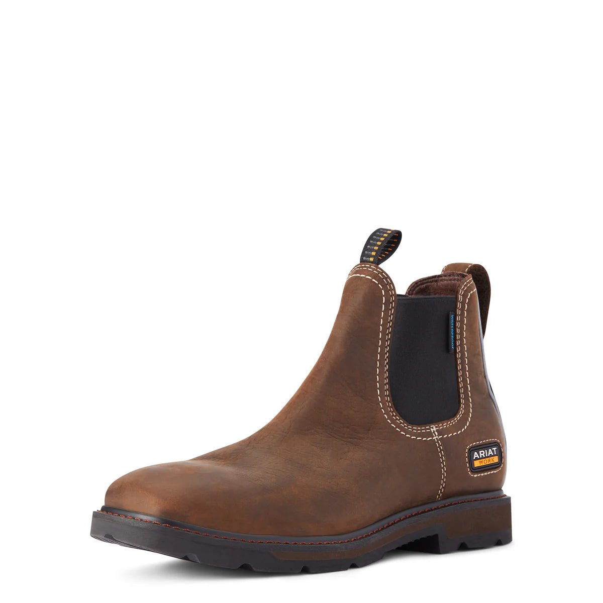 Ariat Men’s Groundbreaker Chelsea H2O Wide Square Toe Work Boot – Dark Brown - Billy Goats Country Outfitters