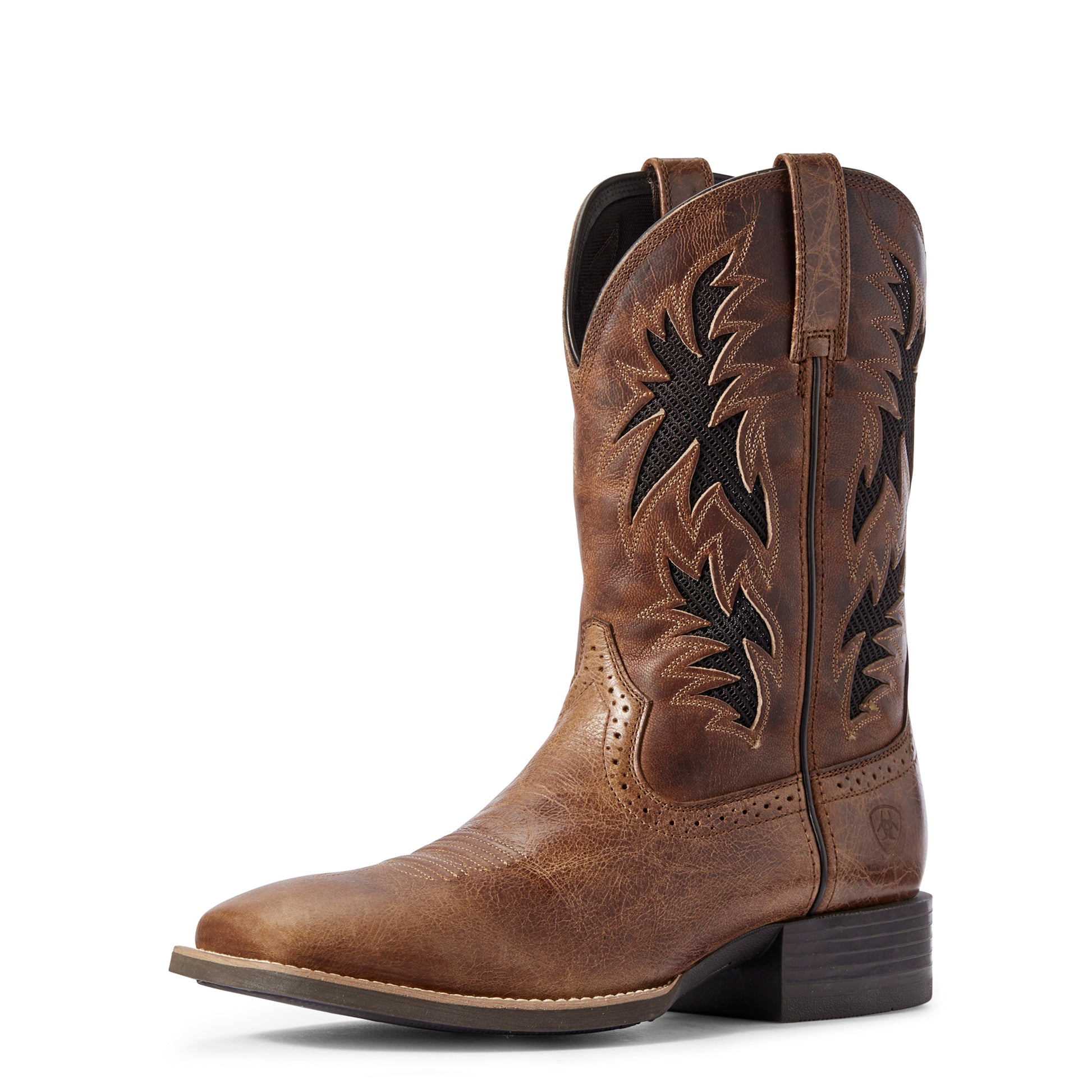 Ariat Sport Cool VentTEK dark tan two tone wide square toe western boot