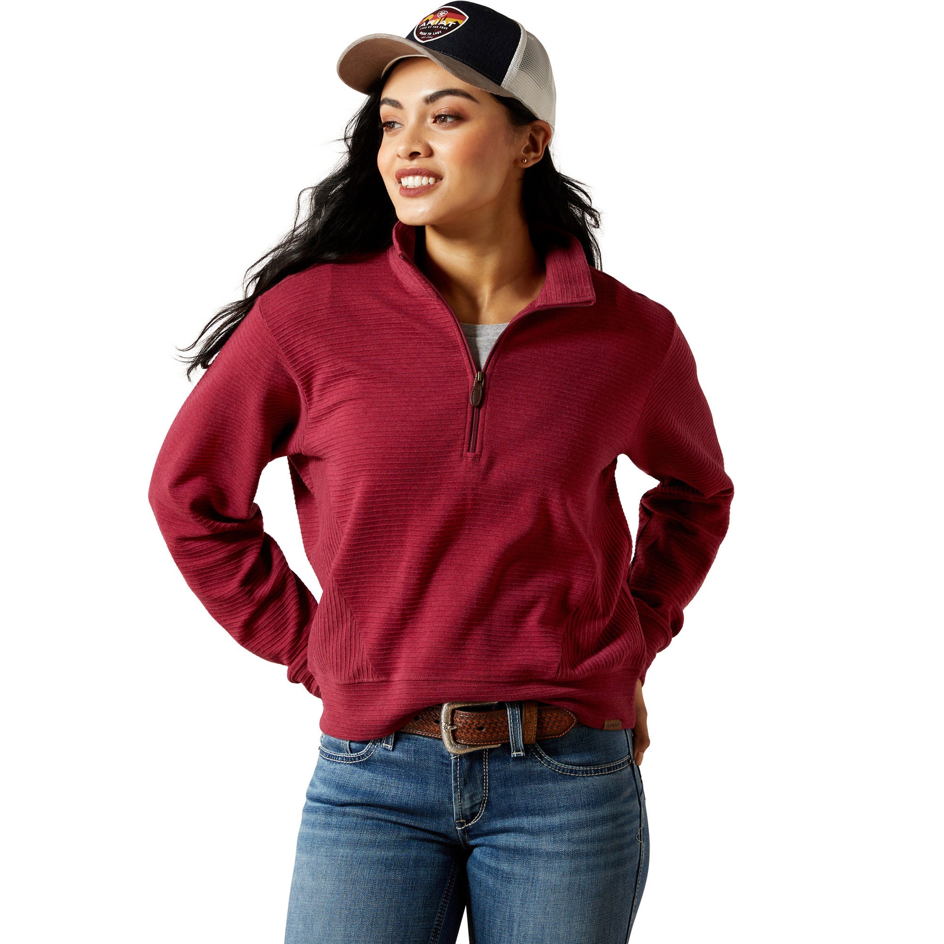 Ariat women’s High Noon 1/2 zip pullover Beaujolais western country jumper